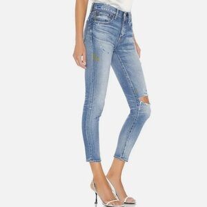 MOUSSY VINTAGE Dixie Distressed Skinny leg pain splatter Blue Jeans